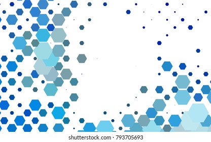 Light BLUE vector polygonal illustration, which consist of hexagons. Hexagonal design for your business. Creative geometric background in Origami style with gradient