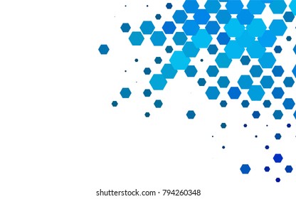 Light BLUE vector polygonal illustration, which consist of hexagons. Hexagonal pattern for your business design. Geometric background in Origami style with gradient. 