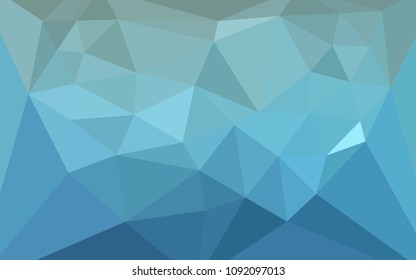 Light BLUE vector polygonal pattern with a heart in a centre. A sample with polygonal shapes. Polygonal design for your web site.