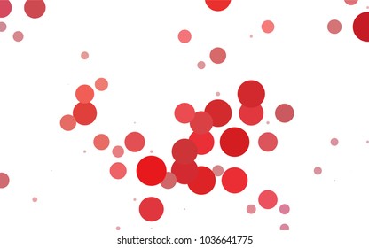 Light BLUE vector red banner with set of circles, dots. Donuts Background. Creative Design Template. Technological halftone illustration.