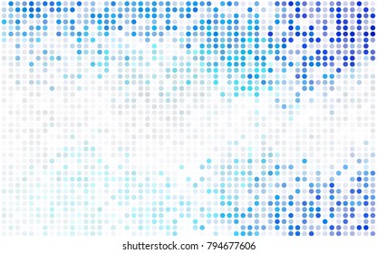 Light BLUE vector red banner with set of circles, dots. Donuts Background. Creative Design Template. Technological halftone illustration.