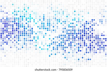 Light BLUE vector red banner with set of circles, dots. Donuts Background. Creative Design Template. Technological halftone illustration.