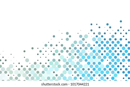 Light BLUE vector red pattern of geometric circles, shapes. Colorful mosaic banner. Geometric background with colored disks.