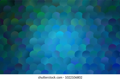 Light BLUE vector red pattern of geometric circles, shapes. Colorful mosaic banner. Geometric background with colored disks.