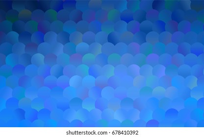 Light BLUE vector red pattern of geometric circles, shapes. Colorful mosaic banner. Geometric background with colored disks.