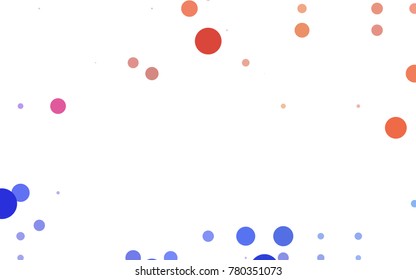 Light BLUE vector red pattern of geometric circles, shapes. Colorful mosaic banner. Geometric background with colored disks.