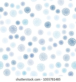 Light BLUE vector seamless abstract doodle wallpaper. flowers on elegant natural pattern with gradient. Brand-new style for your business design.