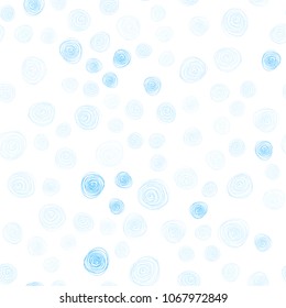 Light BLUE vector seamless abstract doodle template. Shining colored illustration with flowers in doodle style. The textured pattern can be used for website.
