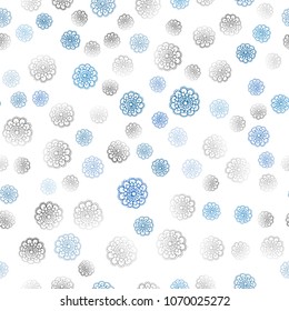 Light BLUE vector seamless abstract doodle template. A vague abstract illustration with flowers in doodles style. A new texture for your design.
