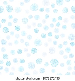 Light BLUE vector seamless abstract doodle template. Blurred decorative design in Indian style with flowers. The textured pattern can be used for website.