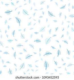 Light BLUE vector seamless  abstract doodle background. Colorful illustration in doodle style with leaves. Elegant pattern for a brand book.