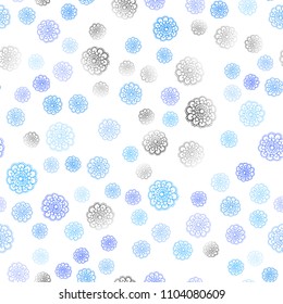 Light BLUE vector seamless abstract doodle pattern. Colorful abstract illustration with flowers in doodle style. Pattern for colorful books and pages for kids.