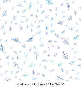 Light BLUE vector seamless  abstract doodle template. Shining colored illustration with leaves in doodle style. Completely new template for your business design.