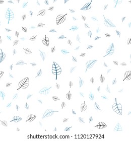 Light BLUE vector seamless  abstract doodle background. Colorful abstract illustration with leaves in doodle style. Completely new design for your business.