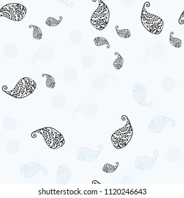 Light BLUE vector seamless abstract design with leaves and flowers. Doodle illustration of leaves and flowers in Origami style. Completely new template for your design.