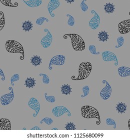 Light BLUE vector seamless abstract backdrop with leaves and flowers. Glitter abstract illustration with leaves and flowers. Textured pattern for a website, banner.