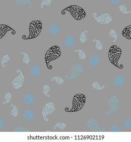 Light BLUE vector seamless abstract pattern with leaves and flowers. Colorful abstract illustration with leaves in doodle style. Pattern for colorful books and pages for kids.