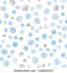 Light BLUE vector seamless abstract doodle pattern. Shining colored illustration with flowers in doodle style. Hand painted design for web, wrapping, wallpaper.