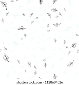 Light BLUE vector seamless  abstract doodle template. Sketchy doodles with leaves on blurred background. Completely new template for your brand book.