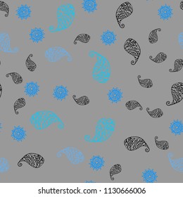 Light BLUE vector seamless abstract design with leaves and flowers. Modern abstract illustration with leaves and flowers. Doodle design can be used for your web site.
