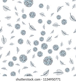 Light BLUE vector seamless abstract design with leaves and flowers. Leaves, flowers in natural style on white background. Completely new template for your design.