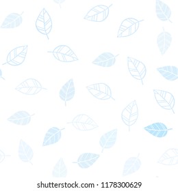 Light BLUE vector seamless abstract pattern with leaves. Doodle illustration of leaves in Origami style with gradient. Pattern for design of window blinds, curtains.