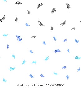 Light BLUE vector seamless abstract pattern with leaves. An elegant bright illustration with leaves in Natural style. Design for textile, fabric, wallpapers.