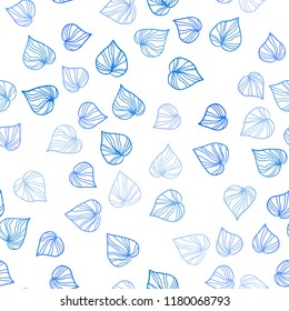 Light BLUE vector seamless abstract backdrop with leaves. A vague abstract illustration with leaves in doodles style. Pattern for trendy fabric, wallpapers.