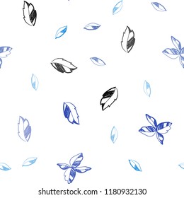 Light BLUE vector seamless abstract backdrop with leaves. Brand new colored illustration in blurry style with leaves. Template for business cards, websites.