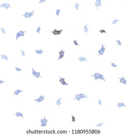 Light BLUE vector seamless abstract background with leaves. Colorful illustration in doodle style with leaves. Design for textile, fabric, wallpapers.