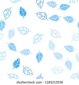 Light BLUE vector seamless abstract design with leaves. New colorful illustration in doodle style with leaves. Pattern for design of window blinds, curtains.