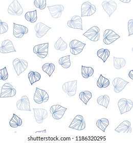 Light Blue vector seamless abstract background with leaves. Brand new colored illustration in blurry style with leaves. Trendy design for wallpaper, fabric makers.