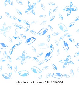 Light BLUE vector seamless abstract backdrop with leaves. Modern geometrical abstract illustration with leaves. Pattern for design of window blinds, curtains.