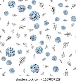 Light BLUE vector seamless abstract pattern with leaves, flowers. Gradient Leaves, flowers on white background. Pattern for design of window blinds, curtains.