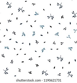 Light BLUE vector seamless abstract pattern with leaves. Shining colored illustration with leaves in doodle style. Template for business cards, websites.