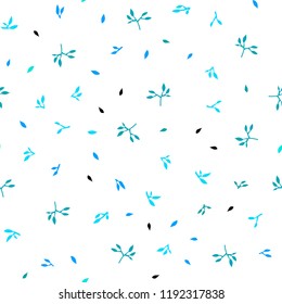 Light BLUE vector seamless abstract design with leaves. Colorful abstract illustration with leaves in doodle style. Pattern for design of fabric, wallpapers.