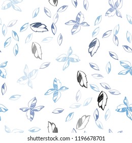Light BLUE vector seamless abstract backdrop with leaves. A vague abstract illustration with leaves in doodles style. Pattern for design of fabric, wallpapers.