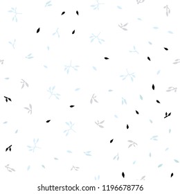 Light BLUE vector seamless abstract backdrop with leaves. Shining colored illustration with leaves in doodle style. Design for textile, fabric, wallpapers.