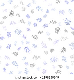 Light BLUE vector seamless abstract pattern with leaves, branches. Doodle illustration of leaves and branches in Origami style. Template for business cards, websites.