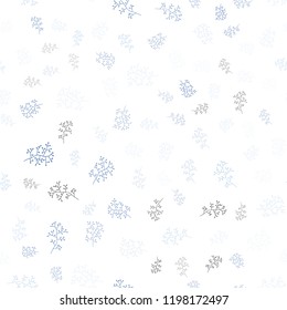 Light BLUE vector seamless abstract background with leaves, branches. Brand new colored illustration with leaves and branches. Pattern for design of window blinds, curtains.