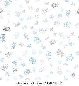 Light BLUE vector seamless abstract background with leaves, branches. Glitter abstract illustration with leaves and branches. Pattern for design of window blinds, curtains.
