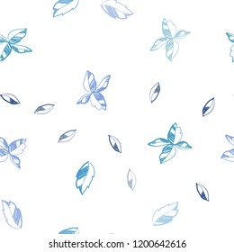 Light BLUE vector seamless abstract backdrop with leaves. Creative illustration in blurred style with leaves. Trendy design for wallpaper, fabric makers.