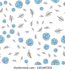 Light BLUE vector seamless abstract backdrop with leaves, flowers. Doodle with leaves, flowers in Origami style. Template for business cards, websites.