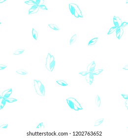 Light BLUE vector seamless abstract backdrop with leaves. Shining colored illustration with leaves in doodle style. Design for textile, fabric, wallpapers.