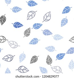 Light BLUE vector seamless abstract backdrop with leaves. An elegant bright illustration with leaves in Natural style. Pattern for design of fabric, wallpapers.