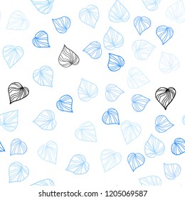 Light BLUE vector seamless abstract pattern with leaves. Blurred decorative design in Indian style with leaves. Trendy design for wallpaper, fabric makers.
