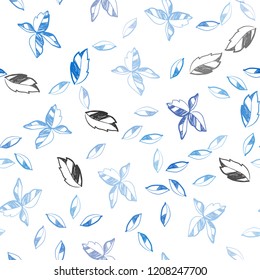 Light BLUE vector seamless abstract pattern with leaves. Creative illustration in blurred style with leaves. Template for business cards, websites.