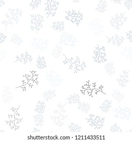 Light BLUE vector seamless abstract backdrop with branches. Decorative design in Indian style on white background. Template for business cards, websites.