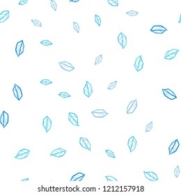 Light BLUE vector seamless abstract backdrop with leaves. Brand new colored illustration in blurry style with leaves. Texture for window blinds, curtains.