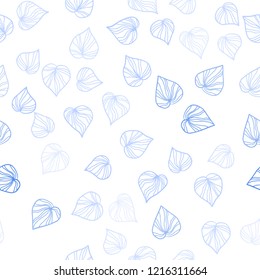 Light BLUE vector seamless abstract backdrop with leaves. Modern geometrical abstract illustration with leaves. Pattern for design of fabric, wallpapers.